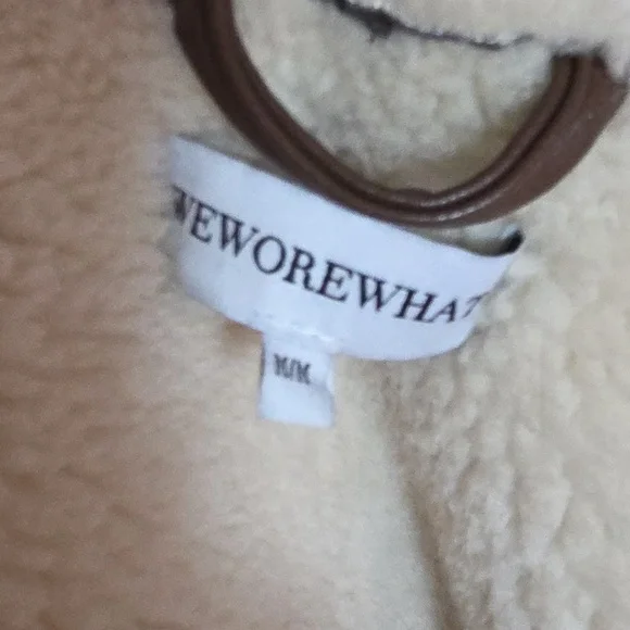 WeWoreWhat Brown and Cream Teddy Jacket In Medium As Is - Picture 6 of 7